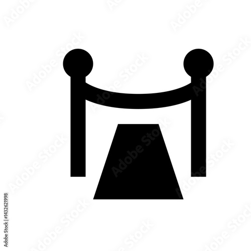 Illustration of a black carpet runner with stanchions and rope barrier on each side entrance way