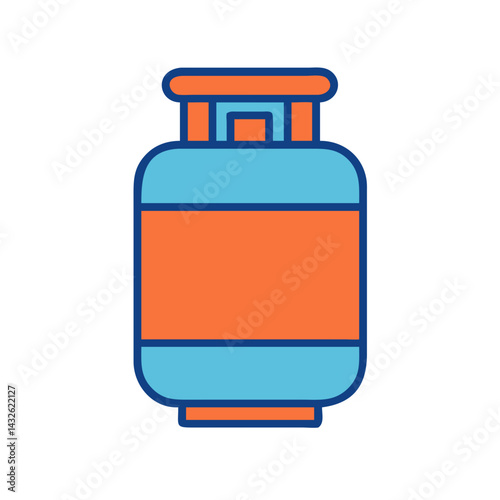LPG Gas Cylinder Icon Illustration in Blue and Orange