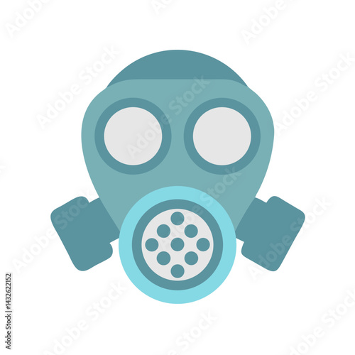 Flat vector graphic of a blue gas mask