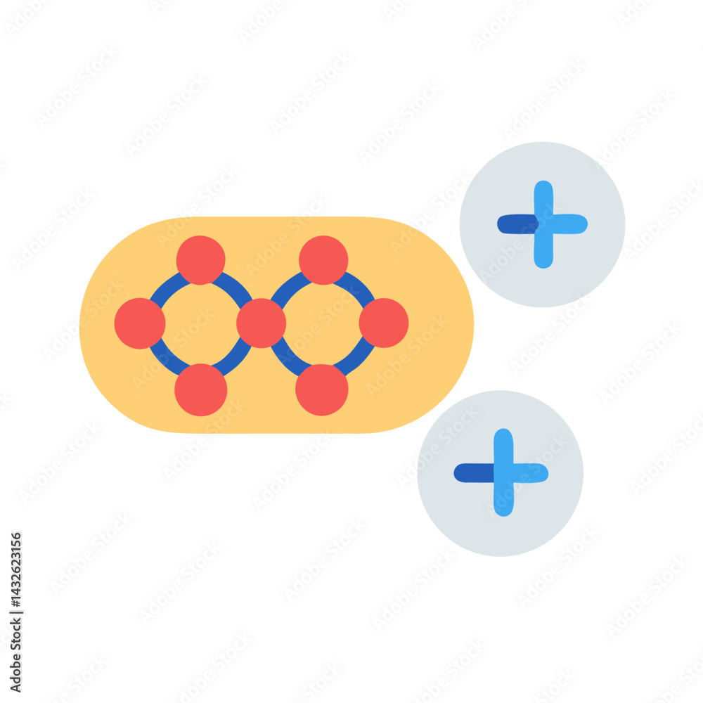 Fototapeta premium Bacterial cell with virus infection, flat vector art