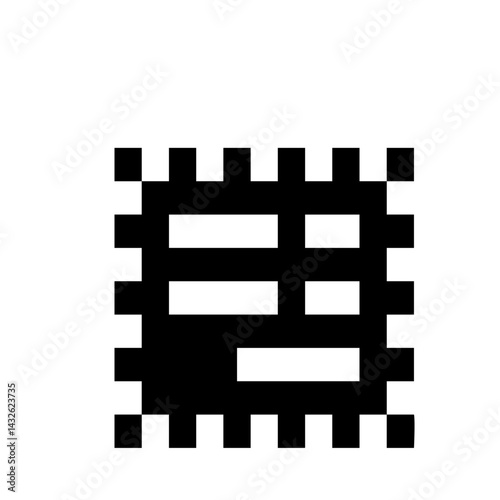 Abstract grid pattern with black squares and white rectangles creating a pixelated design element