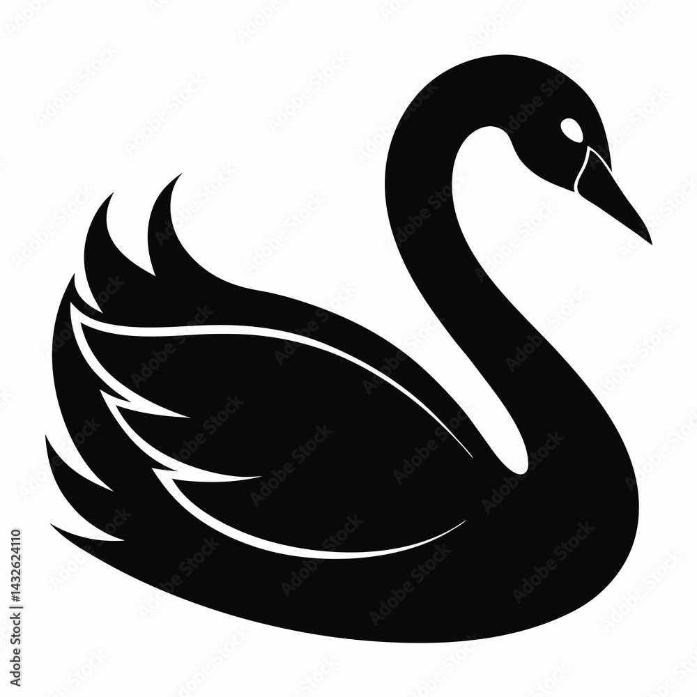 Obraz premium Clean and Simple Swan Silhouette Vector