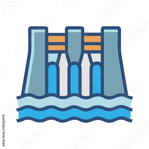 Hydroelectric Dam Icon: Renewable Energy and Power Generation