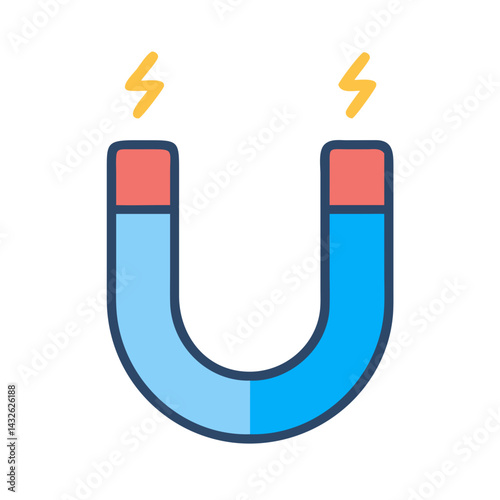 U-shaped Magnet with magnetic force icon illustration