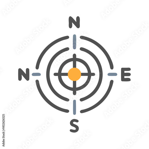 Colorful Compass Rose Illustration Isolated on Black Background