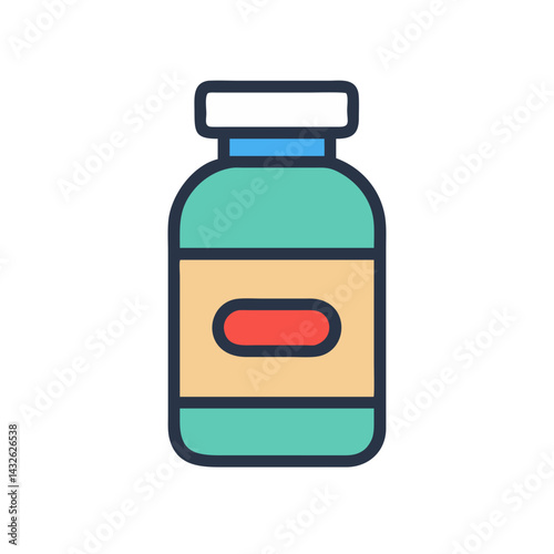 Illustration of a medical bottle or supplement container
