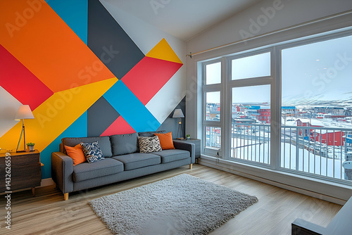 Modern colorful bedroom interior design