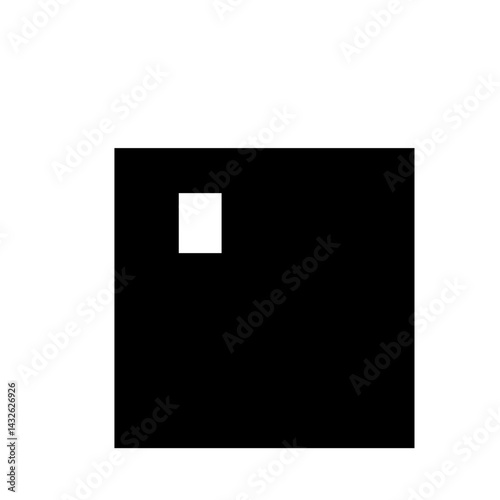 A black background with a white rectangle in the upper left corner of the image plane shown here now