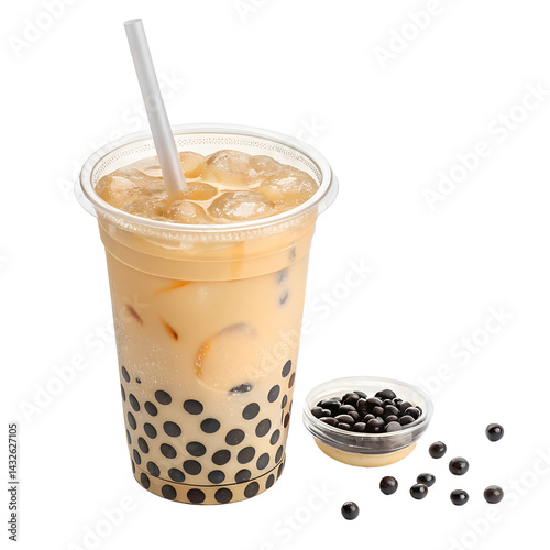 Wallpaper Mural boba tea with straw in a clear plastic cup isolated on a white background png Torontodigital.ca