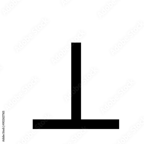 Simple illustration of a black t shape with a vertical line atop a horizontal line on a white background