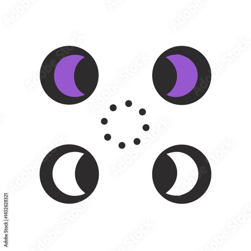 Abstract Moon Phase Symbol Design on Black Background