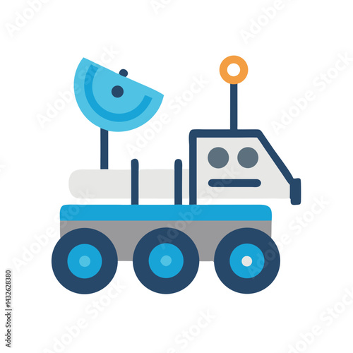 Cartoon Space Rover Vehicle Icon Illustration Design