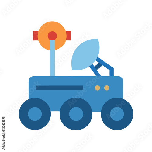 Stylized Martian rover with satellite dish illustration