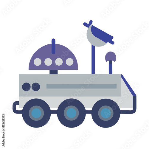 Cartoon Illustration of a Moon or Mars Rover