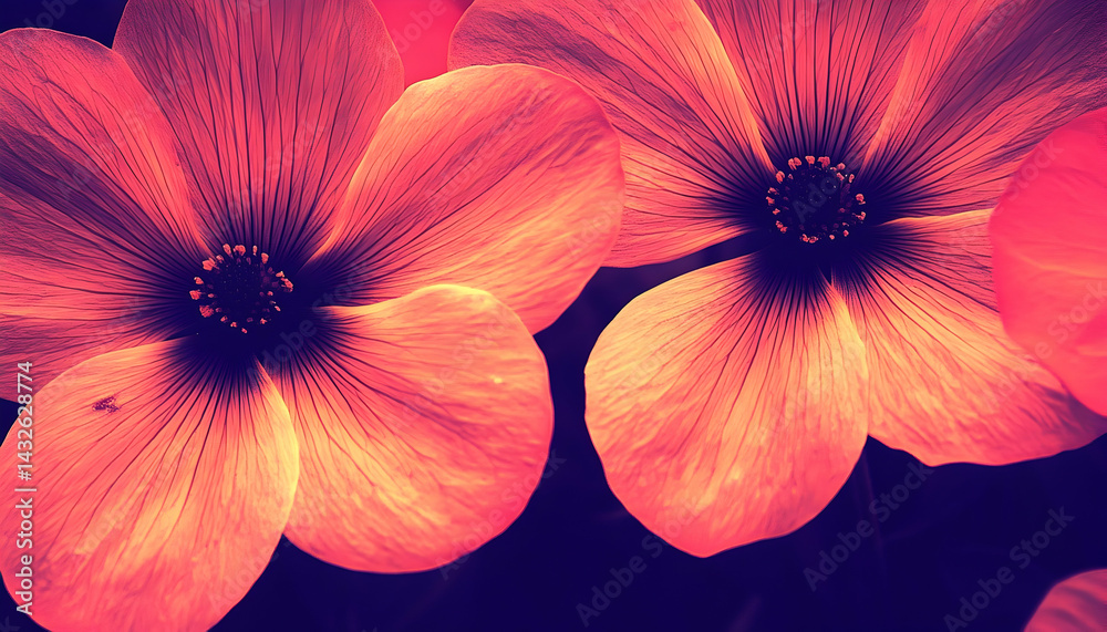 Obraz premium Vibrant pink orange flowers soft focus dreamy romance nature