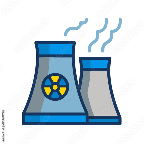 Nuclear power plant illustration, nuclear energy, atomic symbol