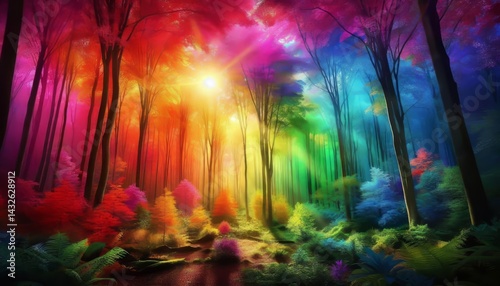 Wallpaper Mural Rainbow Forest Torontodigital.ca