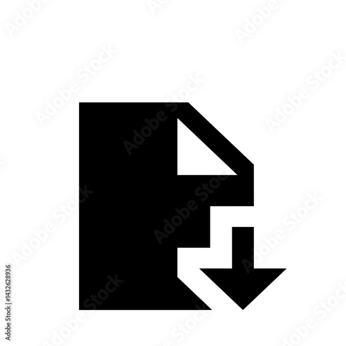 Black document icon with a folded corner and a white arrow pointing downwards indicating download action