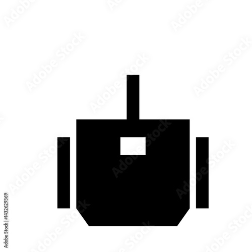 Illustration of a black handbag with a handle and two side straps on a white background simple design