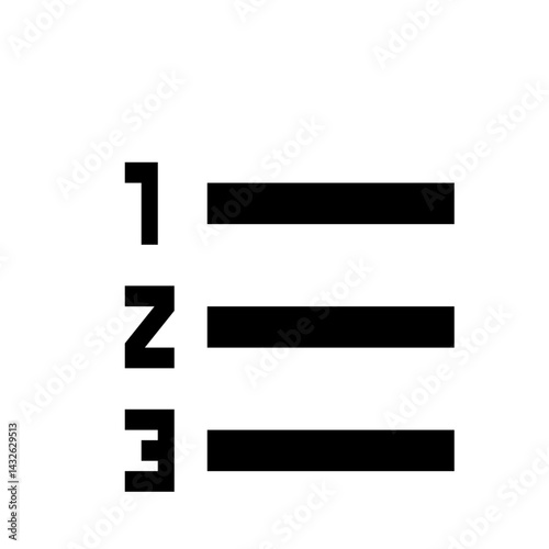 List icon with three horizontal bars and the letters l n e stacked vertically on the left side