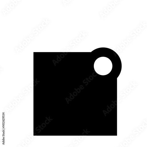 Black square with a white circle in the corner creating a simple graphic illustration element design