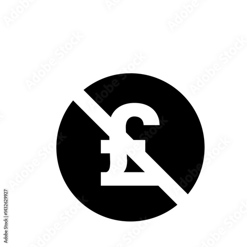 Black circle with a white pound symbol crossed out indicating no money or currency allowed here sign