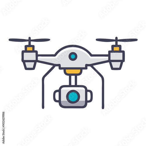 Modern Drone with Camera Illustration on Black Background