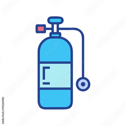 Blue Scuba Tank Isolated on Black Background Illustration