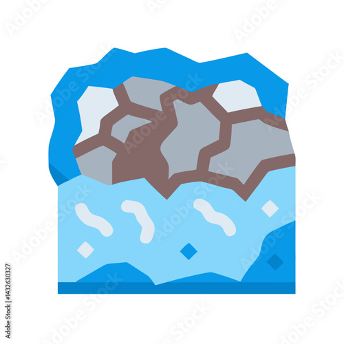 Iceberg Icon with Flat Design in Arctic Ocean