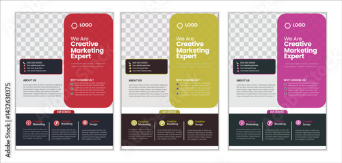 a bundle of 3 templates of a4 flyer modern template, in blue color, and modern design,marketing, business proposal, abstract business flyer, promotion, advertise, publication and editable vector templ