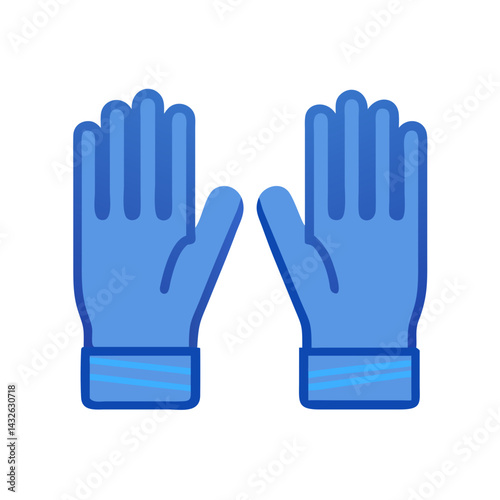 Blue Rubber Gloves Vector Icon, Safety and Protection