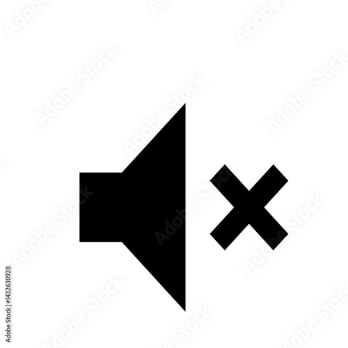 Black and white illustration of a speaker icon with an x symbol indicating muted audio signal status