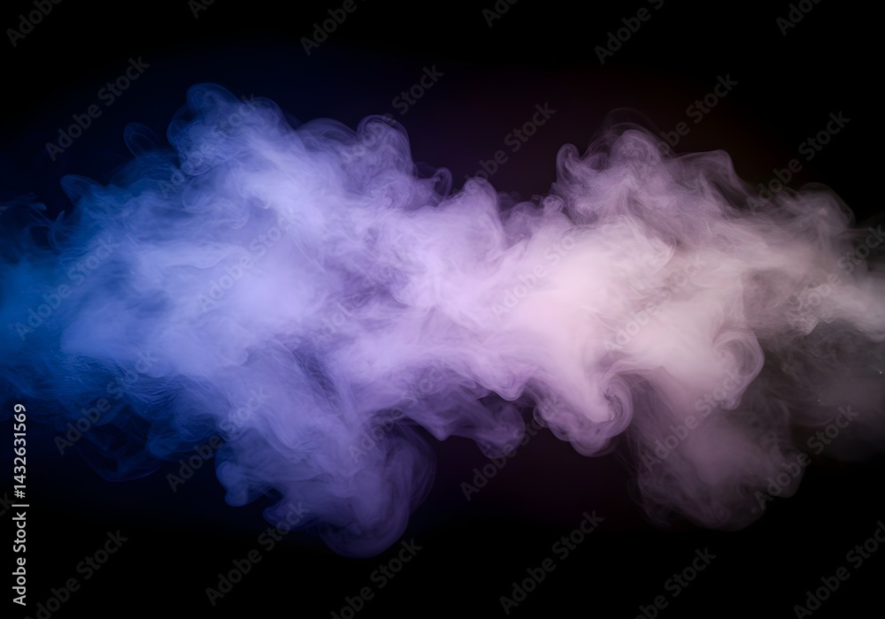 Abstract swirling purple and blue smoke against a black background. A dreamy, ethereal image.