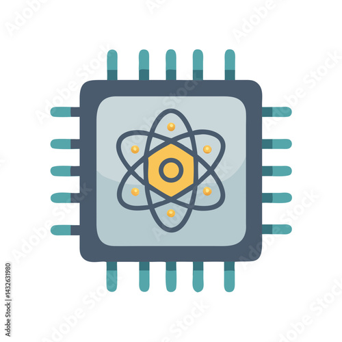 CPU with Atom Icon: Science, Tech Illustration
