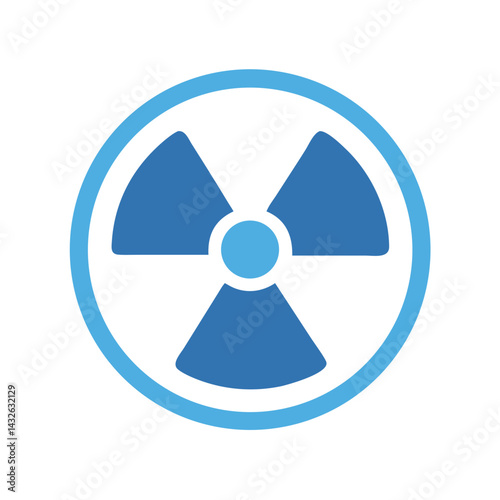 Blue Radiation Symbol on Black Background, Hazard Warning