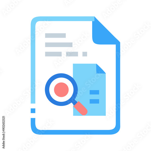 Document search vector icon illustration analysis magnifying glass