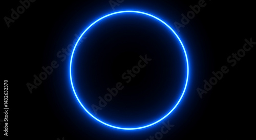 Shine blue neon circle frame for design