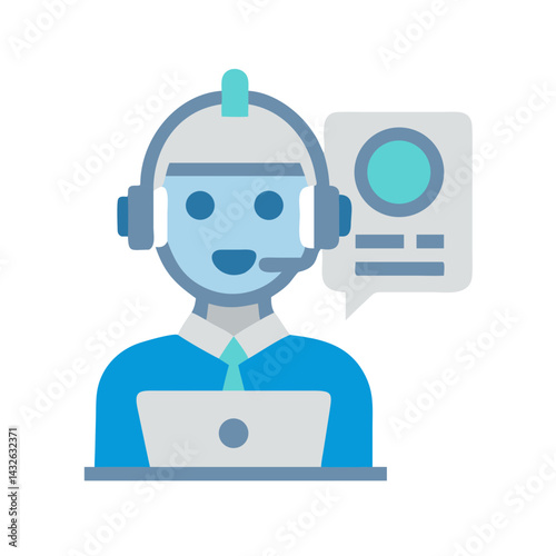 AI customer support agent icon or flat illustration