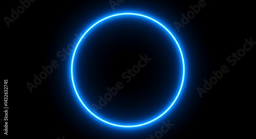 Shine blue neon circle frame for design