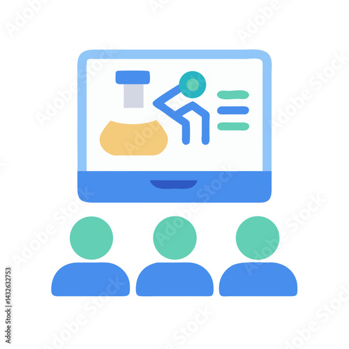 Online Science Webinar with Attendees Vector Illustration