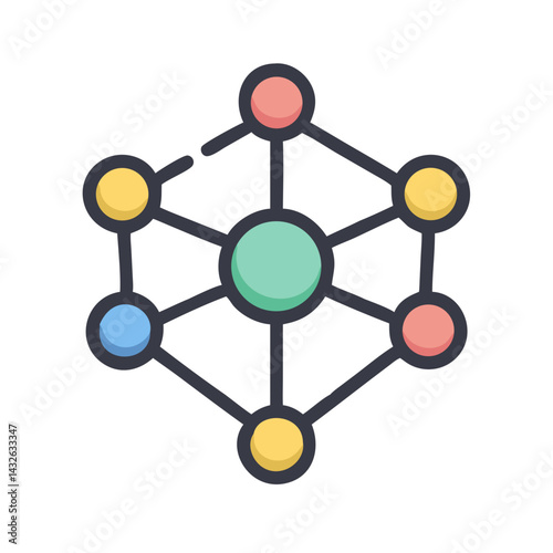 Colorful Network Connection Illustration on Black Background