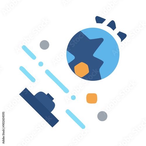 Space technology monitors asteroid impact on Earth illustration