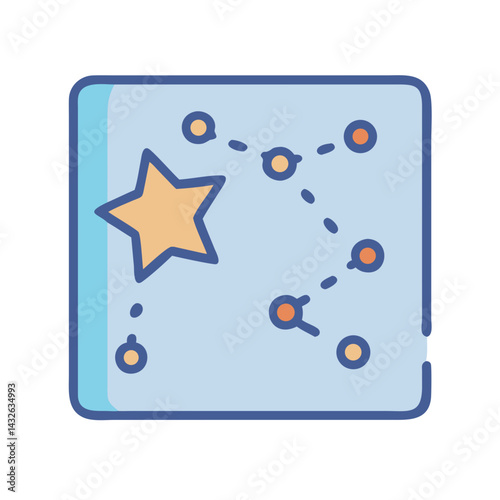 Constellation illustration with stars and connecting dashed lines