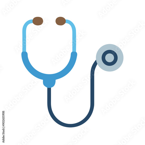Illustration of a blue and gray medical stethoscope