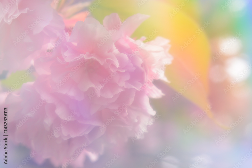 Colored background with cherry blossom, soft focus, blurred Colored background with cherry blossom, soft focus, blurred