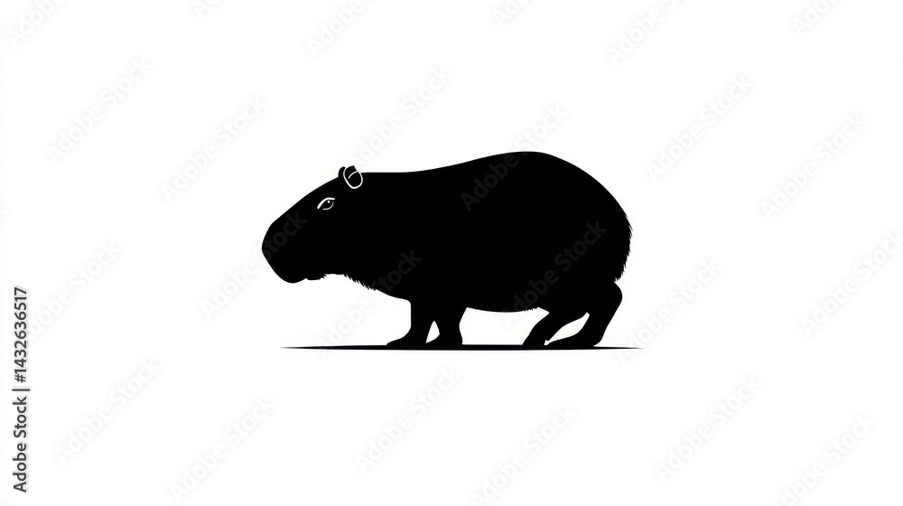 Obraz premium Silhouette of a large rodent seen in profile.