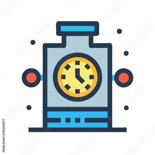 Retro futuristic clockwork mechanism timekeeping machine robot