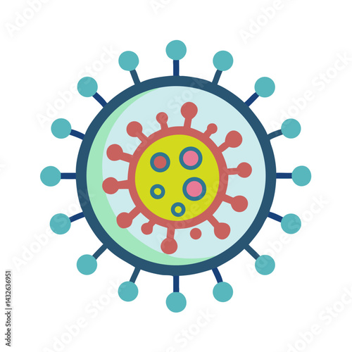 Stylized Coronavirus COVID-19 Icon Symbol on Black Background