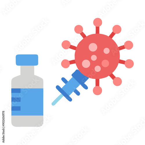 Vaccine and syringe injecting virus on black background