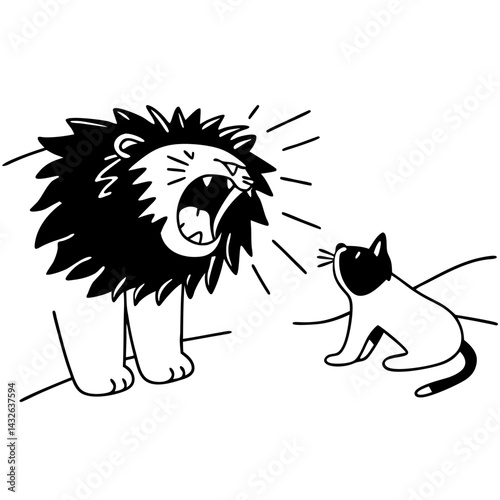 A  vector of a roaring Lion at the cat 